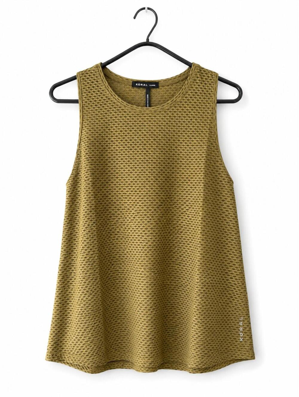 KORAL Women's Aerate Netz Tank in Olive, Women's XL NWT